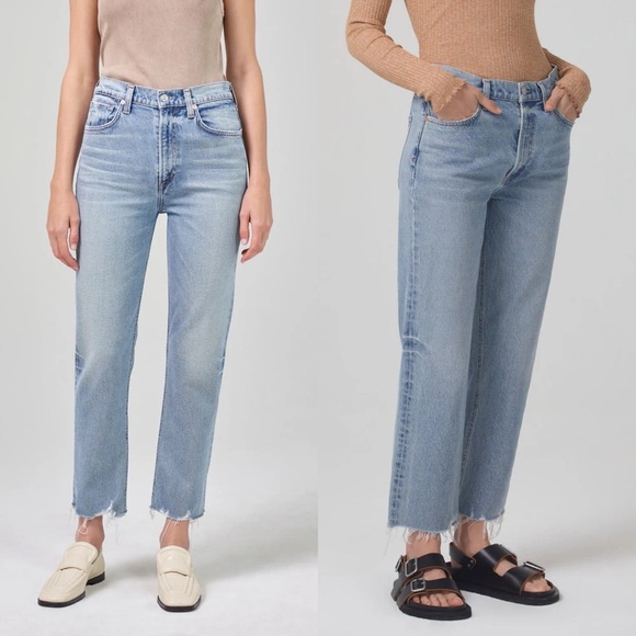 Citizens of Humanity Daphne Stovepipe Straight Raw Hem Jeans - Picture 1 of 8